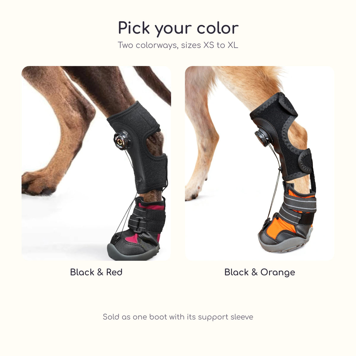 No-knuckling training boot in black and red or black and orange