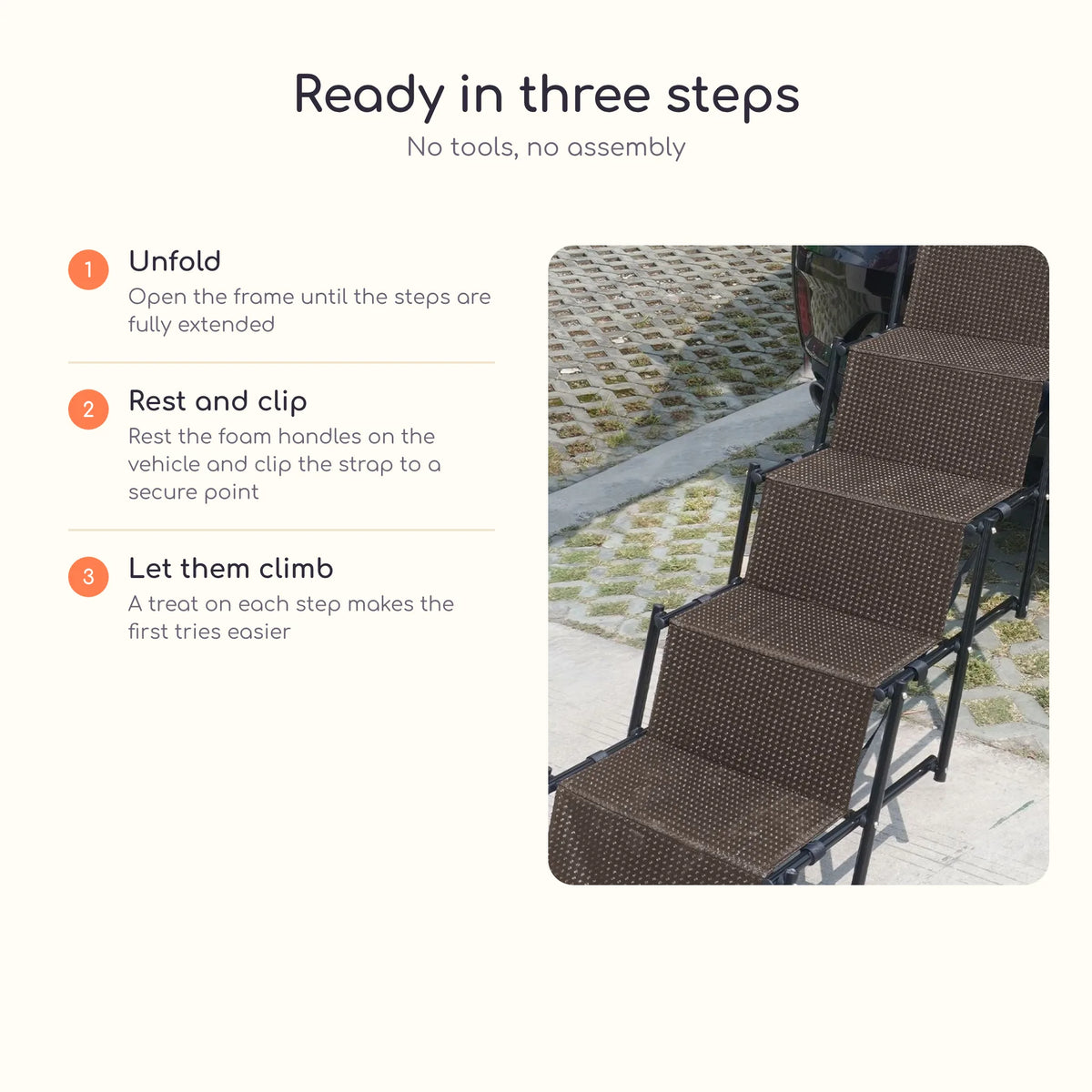 How to set up the foldable dog car steps