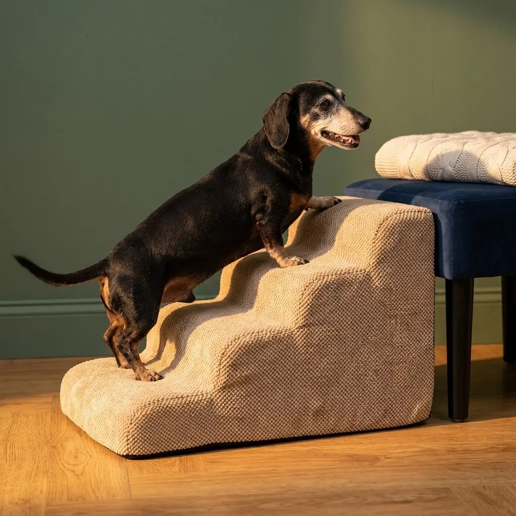 How to set up the curved foam dog stairs