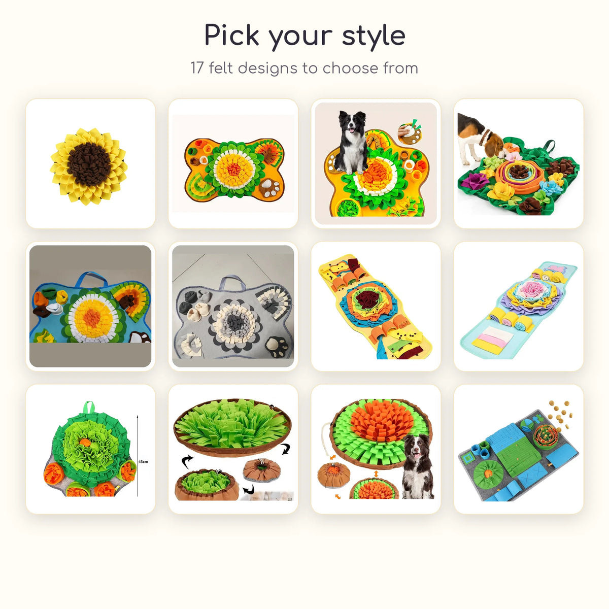 Sniff mat styles to choose from