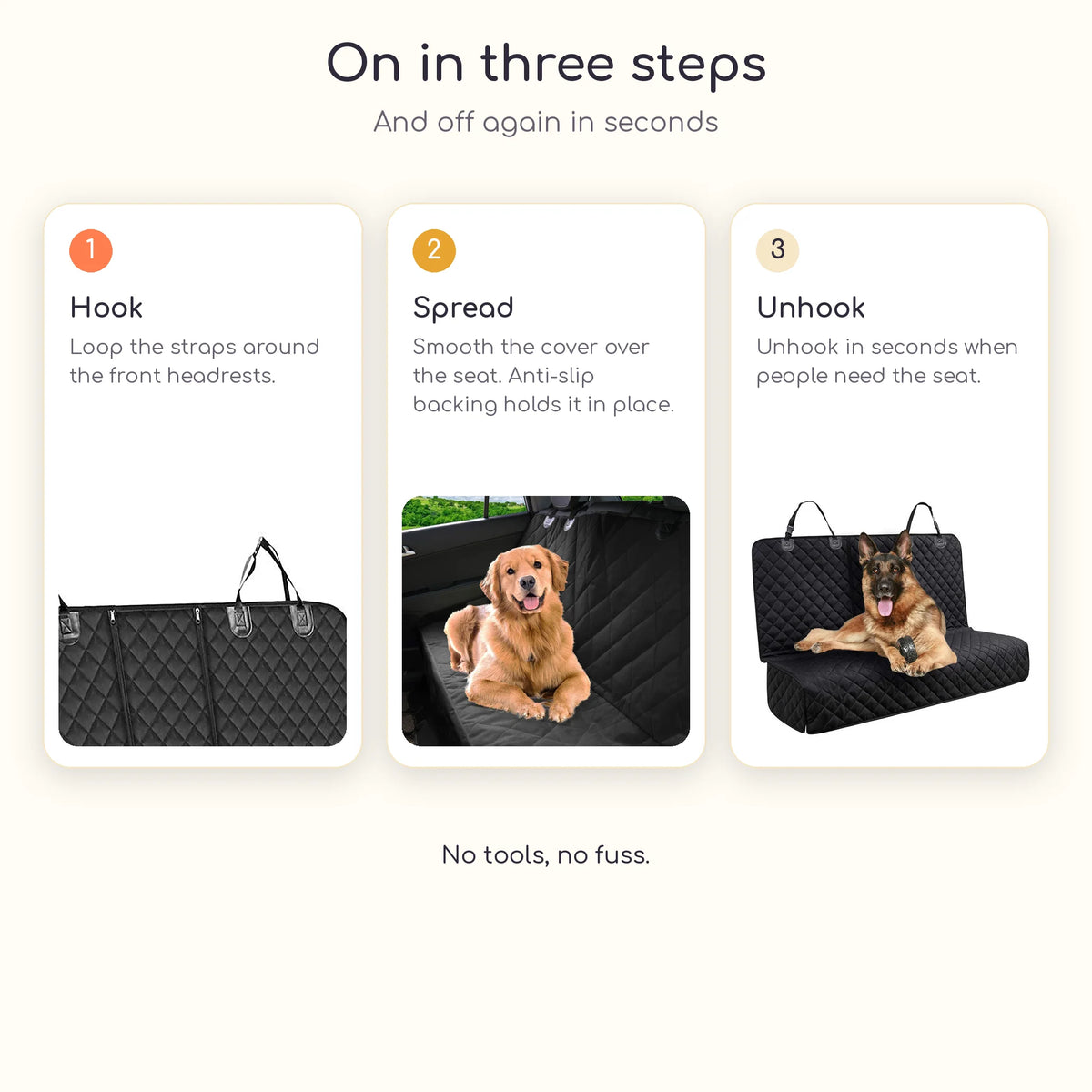 How to use the rear car seat dog cover