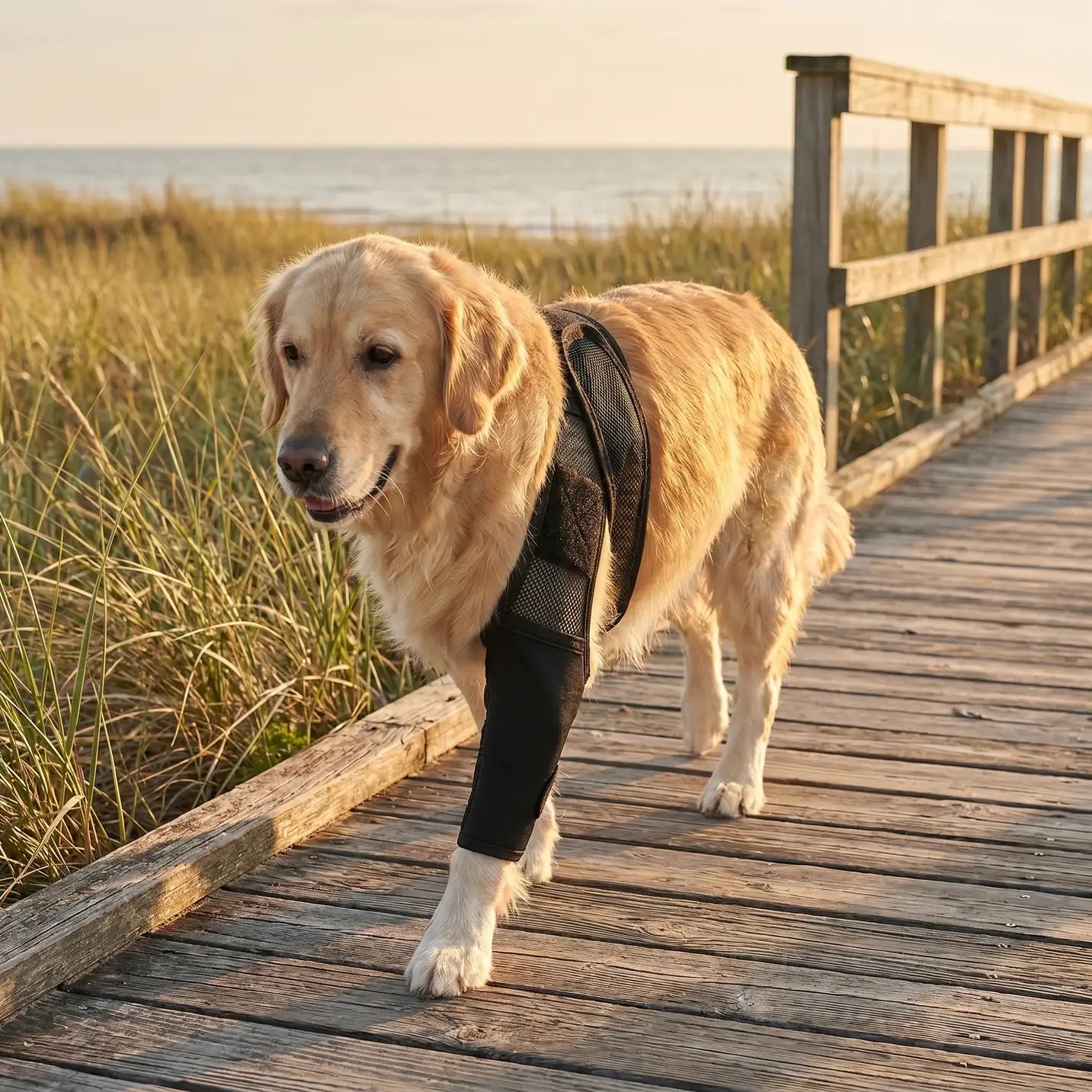 Dog wearing the Basic Dog Knee Brace