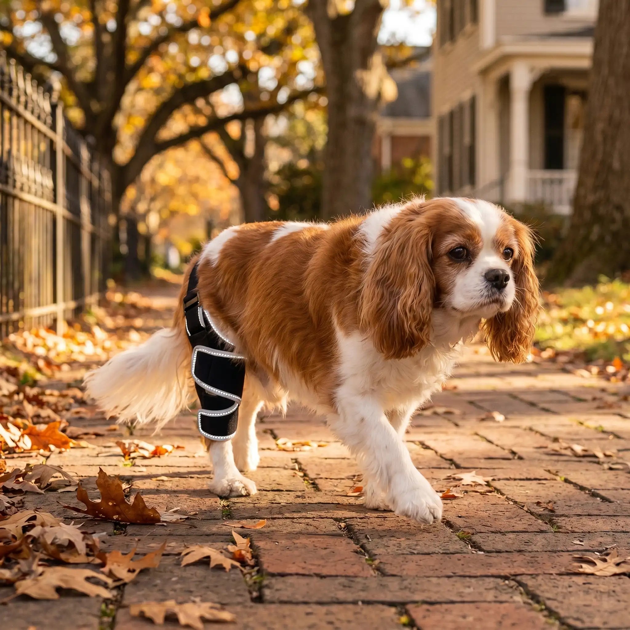 Dog wearing the Reinforced Dog Knee Brace